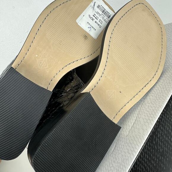 Donald J Pliner Italian Leather Bronze Metallic Croc  NWB Donald Pliner Louise66 Leather Slip-On Crocco Patent Heeled Black Sandals 6